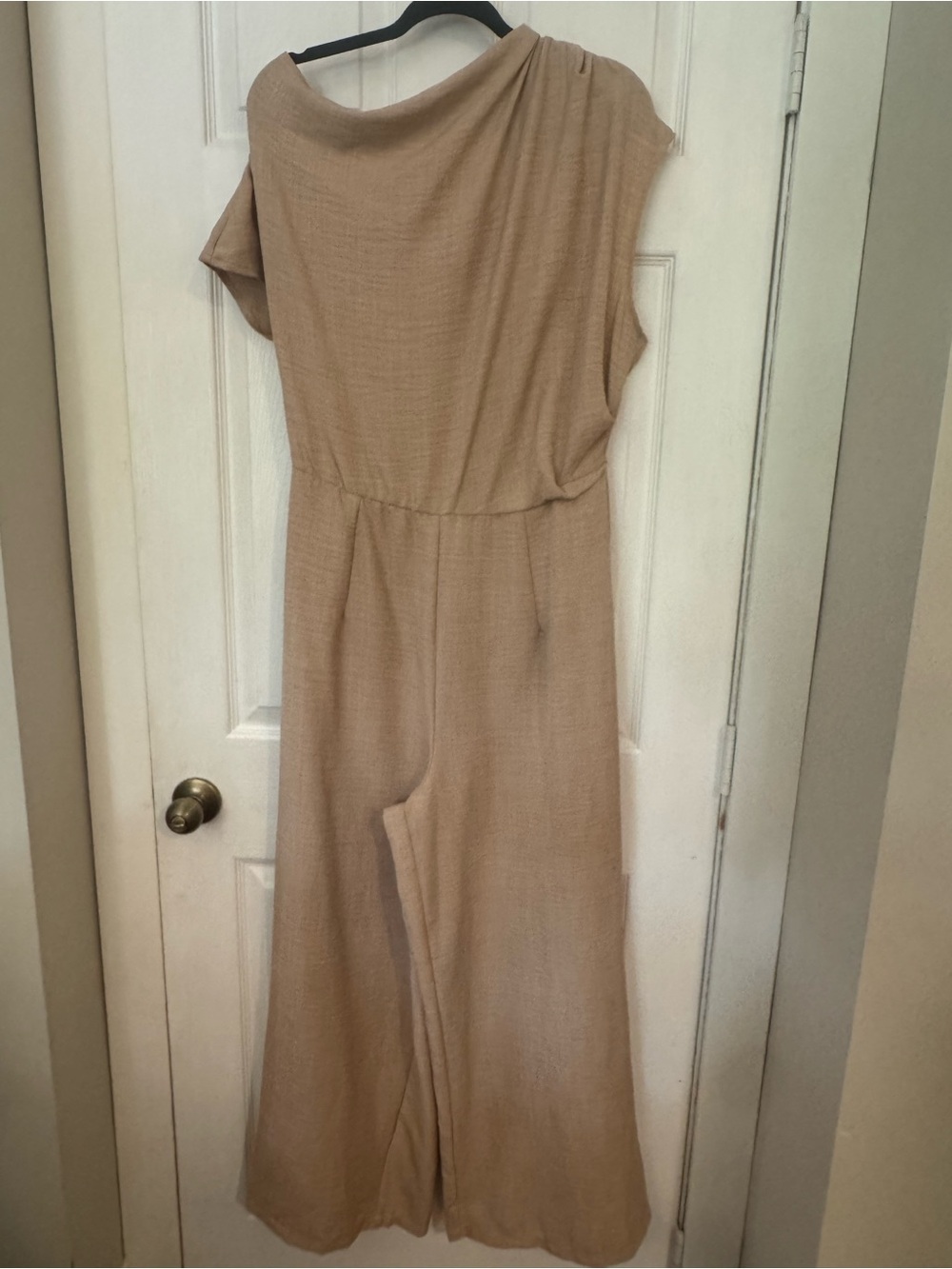 Neutral Tan Wide-Leg Jumpsuit